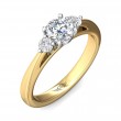 FlyerFit® 18K Yellow Gold Shank And White Gold Top Three Stone Engagement Ring