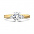 FlyerFit® 18K Yellow Gold Shank And White Gold Top Three Stone Engagement Ring