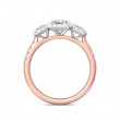 FlyerFit® 14K Pink Gold Shank And White Gold Top Three Stone Engagement Ring