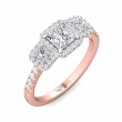 FlyerFit® 14K Pink Gold Shank And White Gold Top Three Stone Engagement Ring