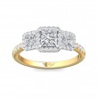 FlyerFit® 18K Yellow Gold Shank And White Gold Top Three Stone Engagement Ring