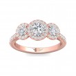 FlyerFit® 14K Pink Gold Three Stone Engagement Ring