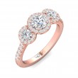 FlyerFit® 14K Pink Gold Three Stone Engagement Ring