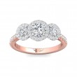 FlyerFit® 14K Pink Gold Shank And White Gold Top Three Stone Engagement Ring