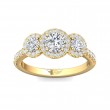 FlyerFit® 18K Yellow Gold Three Stone Engagement Ring