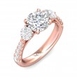 FlyerFit® 18K Pink Gold Three Stone Engagement Ring