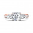 FlyerFit® 14K Pink Gold Shank And White Gold Top Three Stone Engagement Ring