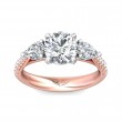 FlyerFit® 14K Pink Gold Shank And White Gold Top Three Stone Engagement Ring