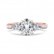 FlyerFit® 14K Pink Gold Shank And White Gold Top Three Stone Engagement Ring