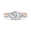 FlyerFit® 14K Pink Gold Shank And White Gold Top Three Stone Engagement Ring