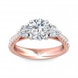 FlyerFit® 14K Pink Gold Shank And White Gold Top Three Stone Engagement Ring