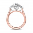 FlyerFit® 14K Pink Gold Shank And White Gold Top Three Stone Engagement Ring