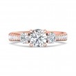 FlyerFit® 18K Pink Gold Three Stone Engagement Ring