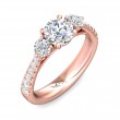 FlyerFit® 18K Pink Gold Three Stone Engagement Ring