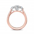 FlyerFit® 18K Pink Gold Shank And White Gold Top Three Stone Engagement Ring