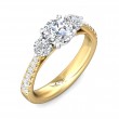 FlyerFit® 18K Yellow Gold Shank And White Gold Top Three Stone Engagement Ring