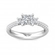 FlyerFit® 18K White Gold Three Stone Engagement Ring