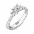 FlyerFit® 18K White Gold Three Stone Engagement Ring