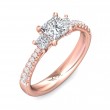 FlyerFit® 14K Pink Gold Three Stone Engagement Ring