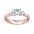 FlyerFit® 18K Pink Gold Shank And White Gold Top Three Stone Engagement Ring