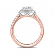 FlyerFit® 18K Pink Gold Shank And White Gold Top Three Stone Engagement Ring