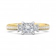 FlyerFit® 18K Yellow Gold Shank And White Gold Top Three Stone Engagement Ring