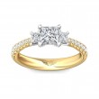 FlyerFit® 18K Yellow Gold Shank And White Gold Top Three Stone Engagement Ring