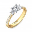 FlyerFit® 18K Yellow Gold Shank And White Gold Top Three Stone Engagement Ring