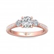 FlyerFit® 18K Pink Gold Three Stone Engagement Ring