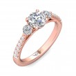 FlyerFit® 18K Pink Gold Three Stone Engagement Ring