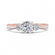 FlyerFit® 18K Pink Gold Shank And White Gold Top Three Stone Engagement Ring