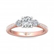 FlyerFit® 18K Pink Gold Shank And White Gold Top Three Stone Engagement Ring