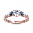 FlyerFit® 18K Pink Gold Three Stone Engagement Ring