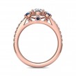 FlyerFit® 18K Pink Gold Three Stone Engagement Ring