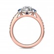 FlyerFit® 18K Pink Gold Shank And White Gold Top Three Stone Engagement Ring