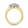 FlyerFit® 18K Yellow Gold Shank And White Gold Top Three Stone Engagement Ring