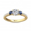 FlyerFit® 18K Yellow Gold Three Stone Engagement Ring