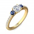 FlyerFit® 18K Yellow Gold Three Stone Engagement Ring