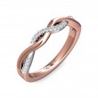 FlyerFit® 14K Pink Gold Shank and Platinum Top Micropave Cutdown Wedding Band