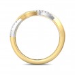 FlyerFit® 14K Yellow Gold Shank And Platinum Top Micropave Cutdown Wedding Band