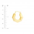 14K Yellow Gold 3D Hexagon Hoop Earrings