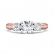 FlyerFit® 18K Pink Gold Shank And White Gold Top Three Stone Engagement Ring