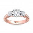 FlyerFit® 18K Pink Gold Shank And White Gold Top Three Stone Engagement Ring