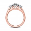 FlyerFit® 18K Pink Gold Shank And White Gold Top Three Stone Engagement Ring