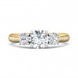 FlyerFit® 18K Yellow Gold Shank And White Gold Top Three Stone Engagement Ring