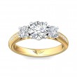 FlyerFit® 18K Yellow Gold Shank And White Gold Top Three Stone Engagement Ring