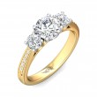 FlyerFit® 18K Yellow Gold Shank And White Gold Top Three Stone Engagement Ring