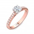 FlyerFit® 18K Pink Gold Shank And White Gold Top Micropave Engagement Ring