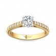 FlyerFit® 18K Yellow Gold Shank And White Gold Top Micropave Engagement Ring