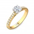 FlyerFit® 18K Yellow Gold Shank And White Gold Top Micropave Engagement Ring